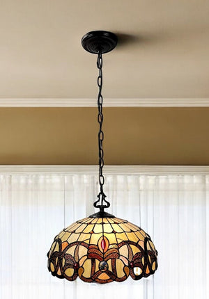 16" Tiffany Style Stained Glass Two Light Glass Dimmable Ceiling Light - Montana Home & Kitchen Co.