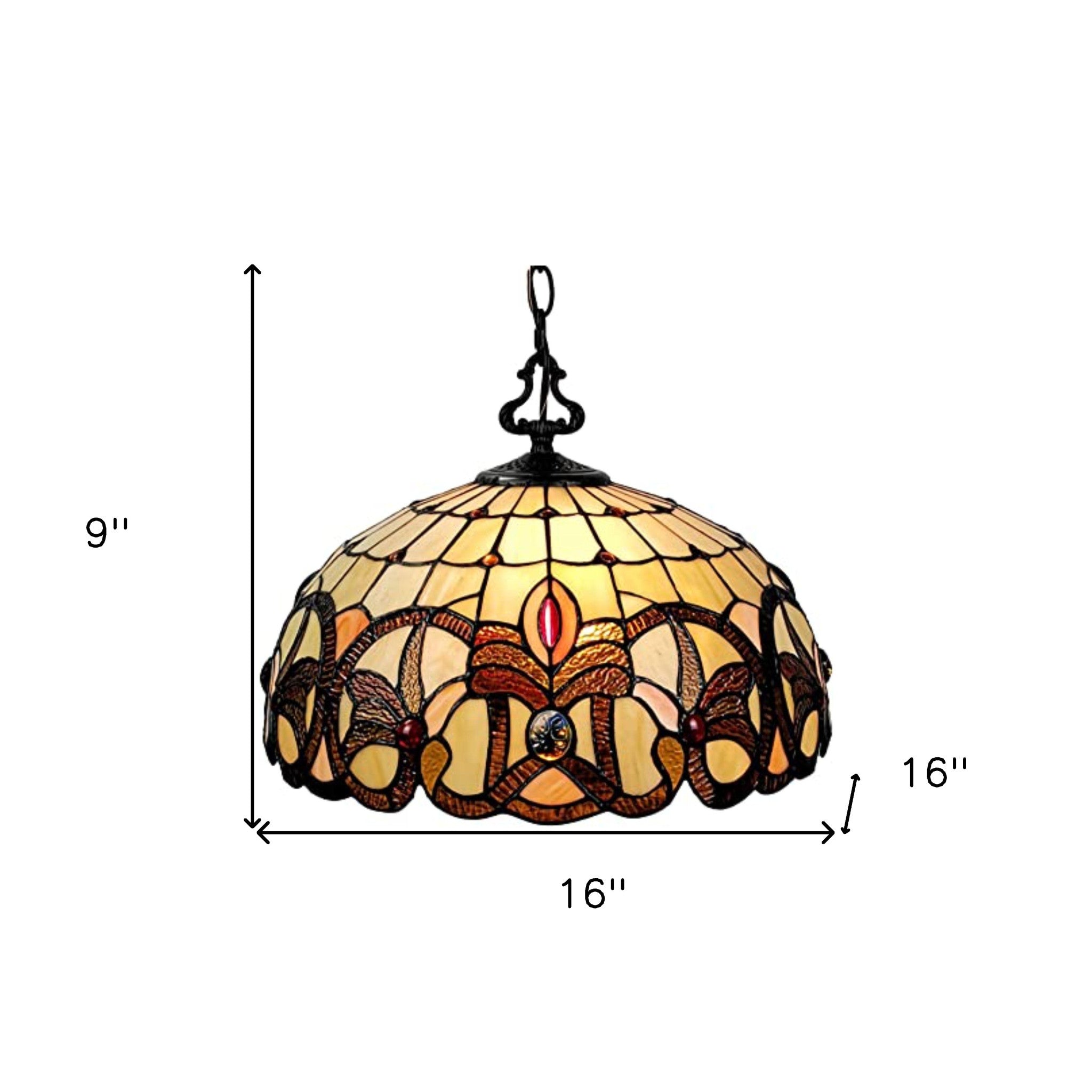 16" Tiffany Style Stained Glass Two Light Glass Dimmable Ceiling Light - Montana Home & Kitchen Co.