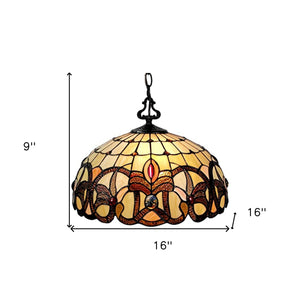 16" Tiffany Style Stained Glass Two Light Glass Dimmable Ceiling Light - Montana Home & Kitchen Co.