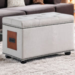 17" Light Khaki Linen And Black Tufted Storage - Montana Home & Kitchen Co.