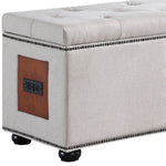 17" Light Khaki Linen And Black Tufted Storage - Montana Home & Kitchen Co.