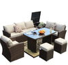 179.85" X 31.89" 32.68" Brown 7Piece Steel Outdoor Sectional Sofa Set With Ottomans And Storage Box - Montana Home & Kitchen Co.