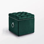 18" Hunter Green Velvet And Black Tufted Storage - Montana Home & Kitchen Co.