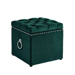 18" Hunter Green Velvet And Black Tufted Storage - Montana Home & Kitchen Co.