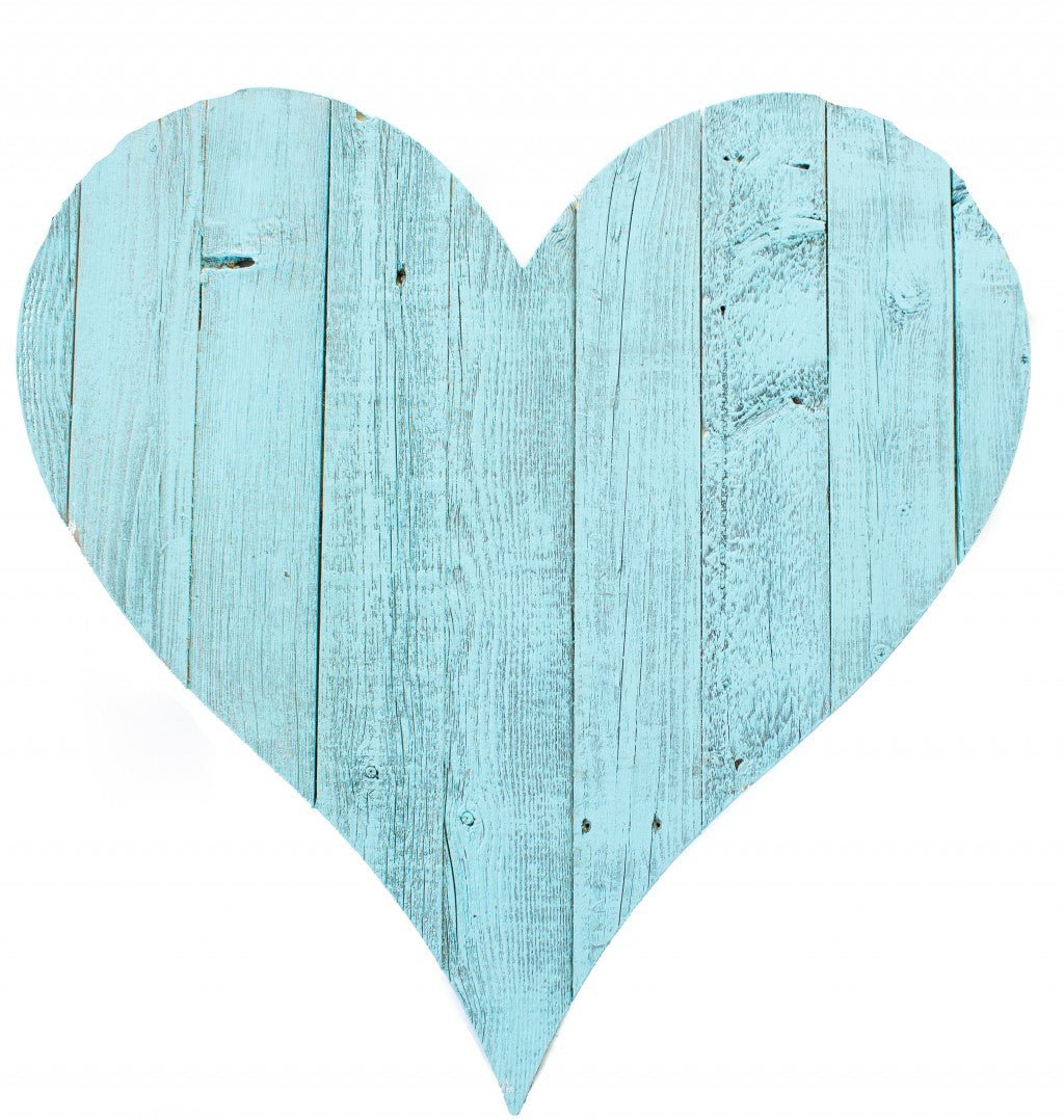 18" Turquoise Reclaimed Wood Heart Wall Decor - Montana Home & Kitchen Co.