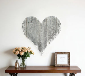 18" Whitewash Reclaimed Wood Heart Wall Decor - Montana Home & Kitchen Co.