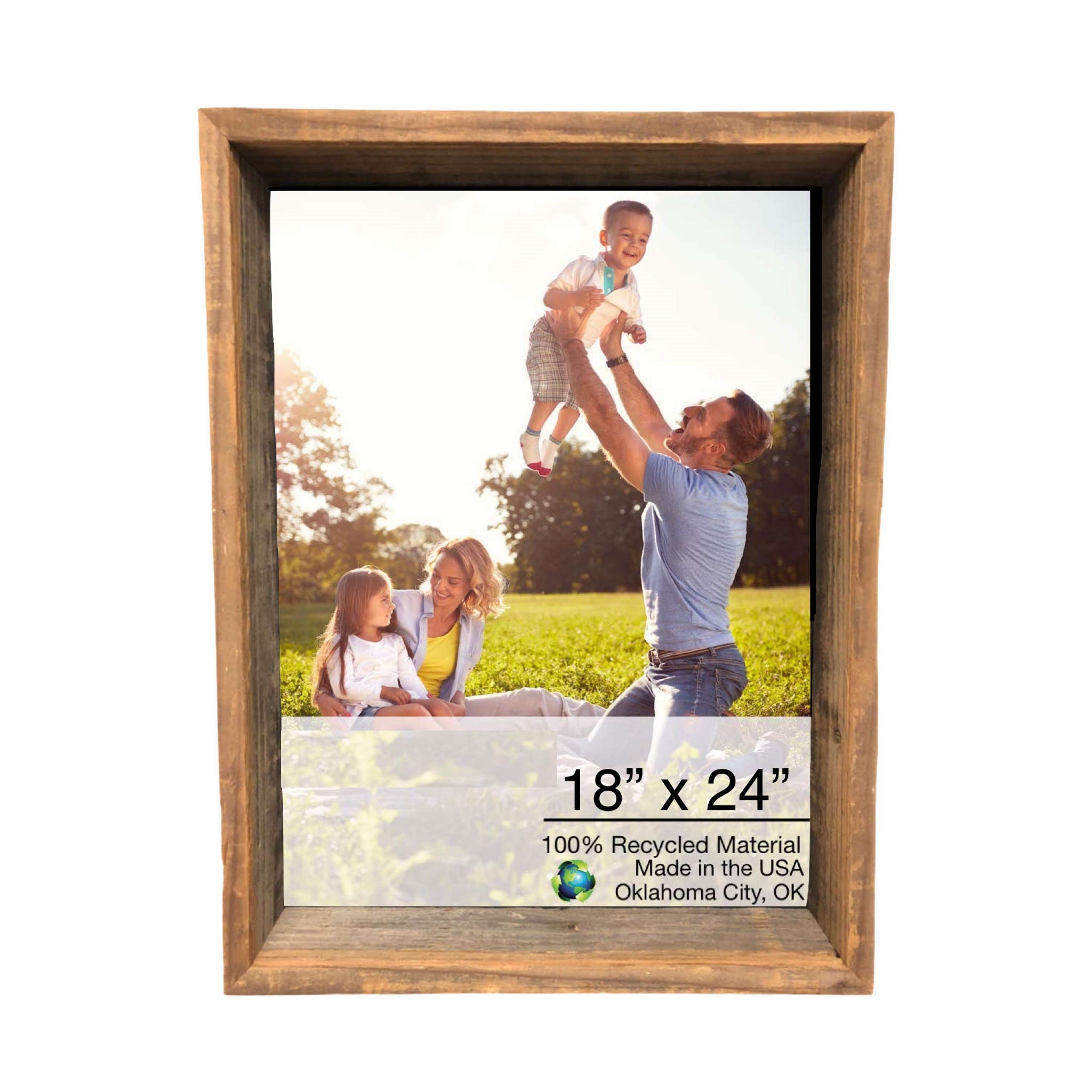 18" X 24" Rustic Weathered Grey Picture Frame With Hanger - Montana Home & Kitchen Co.