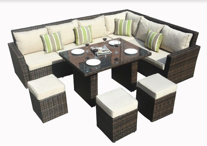 180.96" X 33.54" X 34.71" Brown 8Piece Outdoor Sectional Set With Cushions - Montana Home & Kitchen Co.