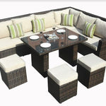 180.96" X 33.54" X 34.71" Brown 8Piece Outdoor Sectional Set With Cushions - Montana Home & Kitchen Co.