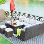 180.96" X 33.54" X 34.71" Brown 8Piece Outdoor Sectional Set With Cushions - Montana Home & Kitchen Co.