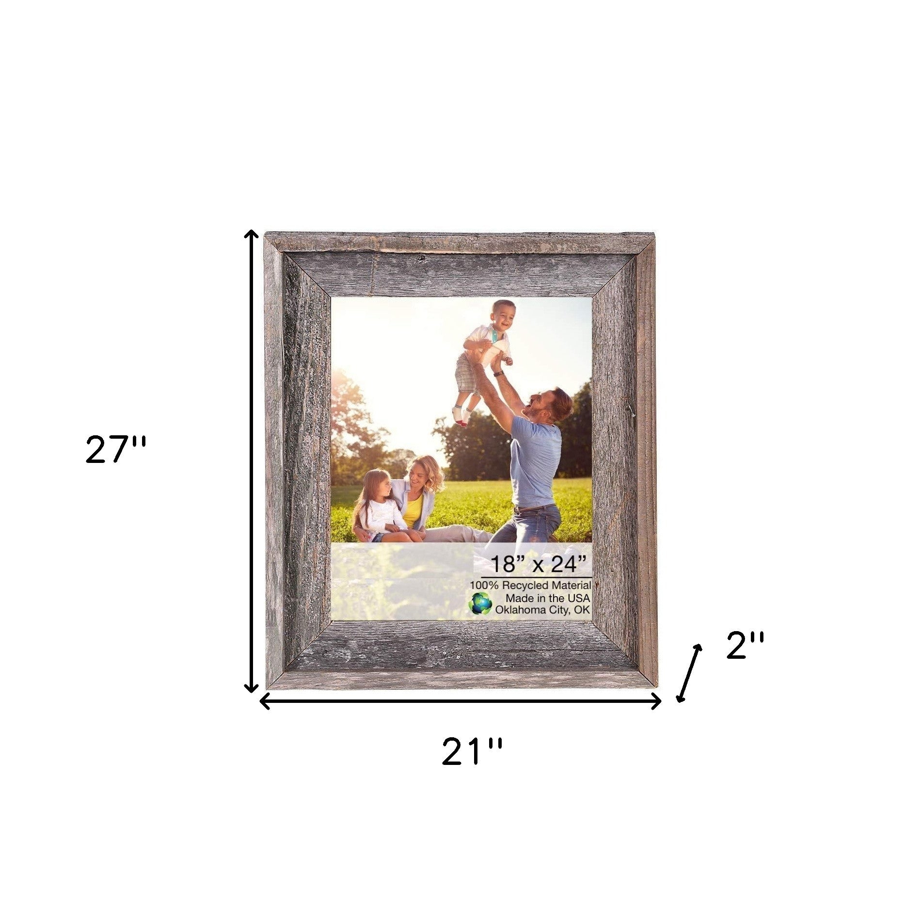 18X24 Natural Weathered Grey Picture Frame With Plexiglass Holder - Montana Home & Kitchen Co.