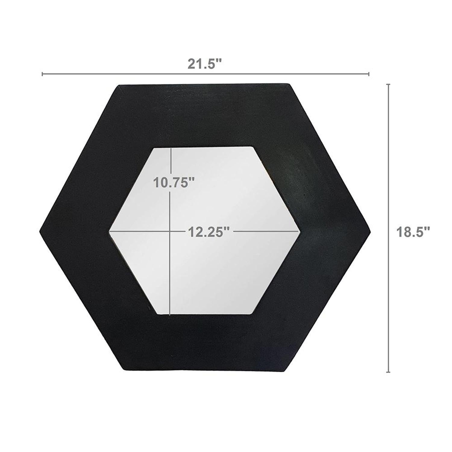 19" Black Hexagon Wood Framed Accent Mirror - Montana Home & Kitchen Co.