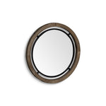 19" Brown Wood And Black Metal Frame Wall Mirror - Montana Home & Kitchen Co.