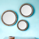 19" Brown Wood And Black Metal Frame Wall Mirror - Montana Home & Kitchen Co.