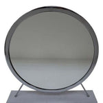 19" Faux Fur, Mirror, White & Chrome Finish Round Makeup Shaving Tabletop Mirror - Montana Home & Kitchen Co.