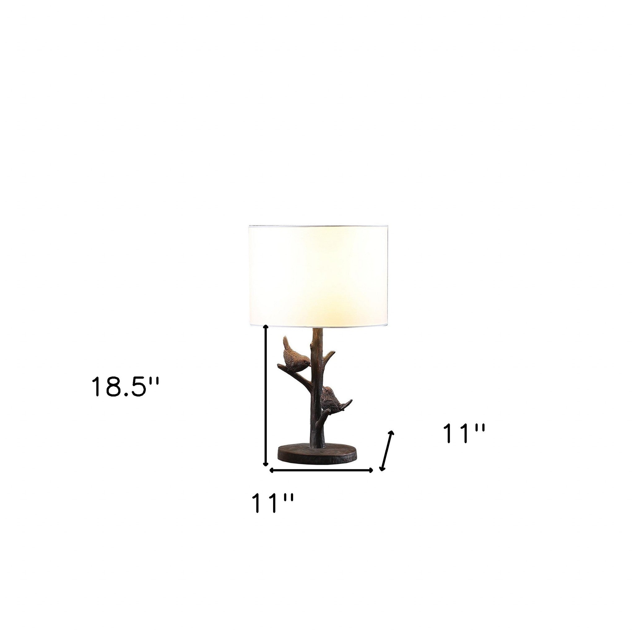 19" Rustic Dark Bronze Birds on a Tree Table Lamp With White Shade - Montana Home & Kitchen Co.