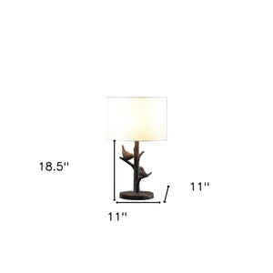 19" Rustic Dark Bronze Birds on a Tree Table Lamp With White Shade - Montana Home & Kitchen Co.