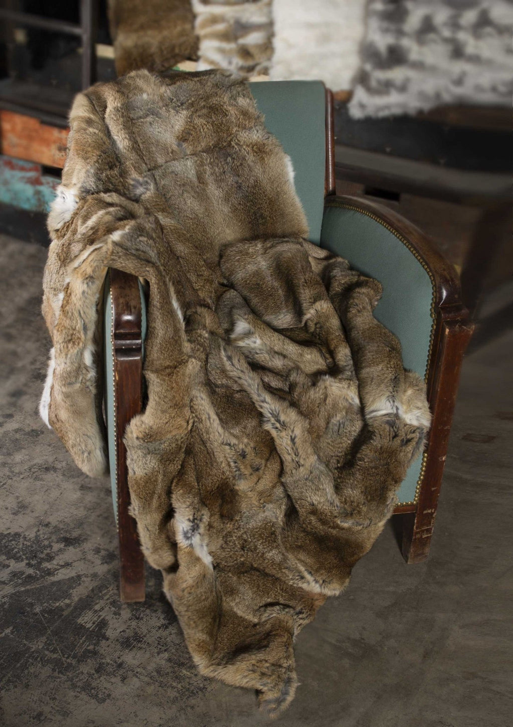 2" X 50" X 60" 100 Natural Rabbit Fur Hazelnut Throw Blanket - Montana Home & Kitchen Co.