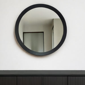 20" Black Round Wood Framed Accent Mirror - Montana Home & Kitchen Co.