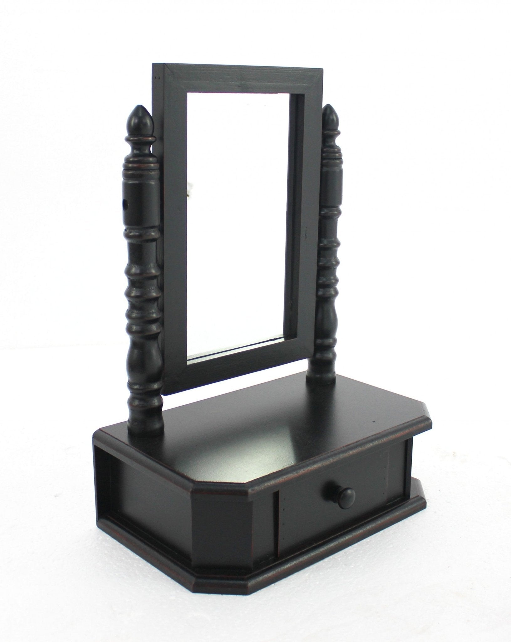 20" Black Wood Framed Makeup Shaving Tabletop Mirror - Montana Home & Kitchen Co.