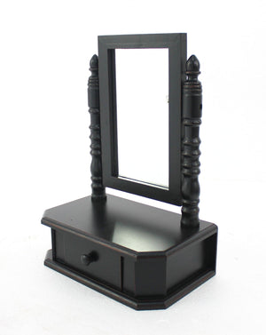 20" Black Wood Framed Makeup Shaving Tabletop Mirror - Montana Home & Kitchen Co.