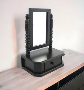 20" Black Wood Framed Makeup Shaving Tabletop Mirror - Montana Home & Kitchen Co.