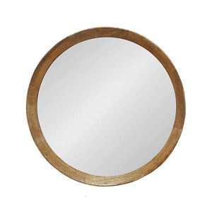 20" Natural Round Wood Framed Accent Mirror - Montana Home & Kitchen Co.