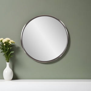 20" Silver Round Metal Framed Accent Mirror - Montana Home & Kitchen Co.