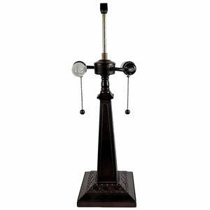 22" Dark Brown Metal Two Light Candlestick Table Lamp With Beige Shade - Montana Home & Kitchen Co.