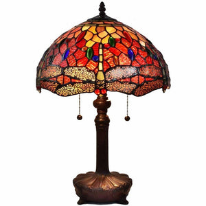 22" Dark Brown Metal Two Light Candlestick Table Lamp With Red and Black Shade - Montana Home & Kitchen Co.