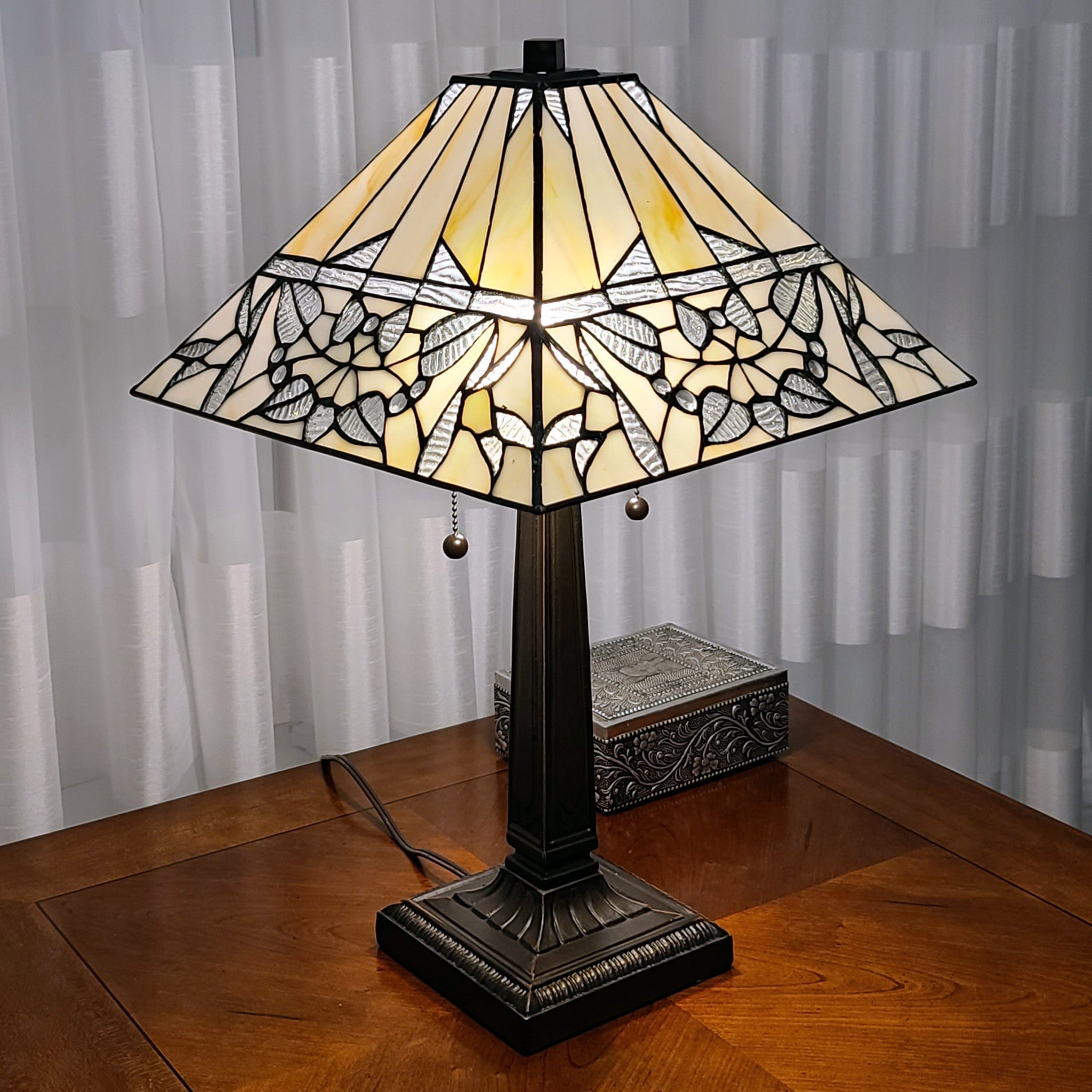 22" Dark Brown Metal Two Light Candlestick Table Lamp With White Shade - Montana Home & Kitchen Co.