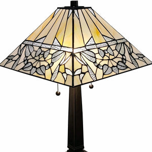 22" Dark Brown Metal Two Light Candlestick Table Lamp With White Shade - Montana Home & Kitchen Co.