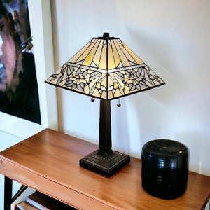 22" Dark Brown Metal Two Light Candlestick Table Lamp With White Shade - Montana Home & Kitchen Co.