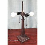 22" Dark Brown Metal Two Light Candlestick Table Lamp With White Shade - Montana Home & Kitchen Co.