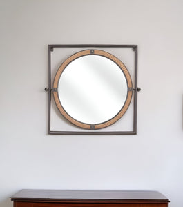 22" Gray Square Steel Framed Accent Mirror - Montana Home & Kitchen Co.