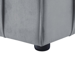 22" Light Gray Velvet And Black Cube Ottoman - Montana Home & Kitchen Co.