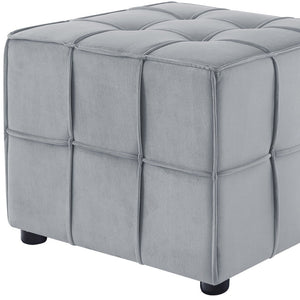 22" Light Gray Velvet And Black Cube Ottoman - Montana Home & Kitchen Co.