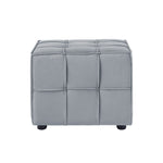 22" Light Gray Velvet And Black Cube Ottoman - Montana Home & Kitchen Co.