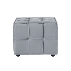 22" Light Gray Velvet And Black Cube Ottoman - Montana Home & Kitchen Co.