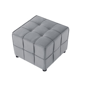 22" Light Gray Velvet And Black Cube Ottoman - Montana Home & Kitchen Co.