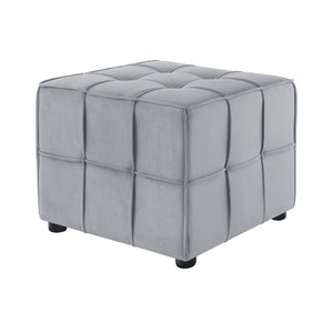 22" Light Gray Velvet And Black Cube Ottoman - Montana Home & Kitchen Co.