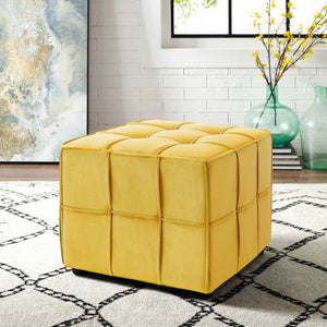 22" Light Gray Velvet And Black Cube Ottoman - Montana Home & Kitchen Co.