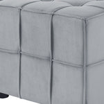 22" Light Gray Velvet And Black Cube Ottoman - Montana Home & Kitchen Co.