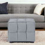 22" Light Gray Velvet And Black Cube Ottoman - Montana Home & Kitchen Co.