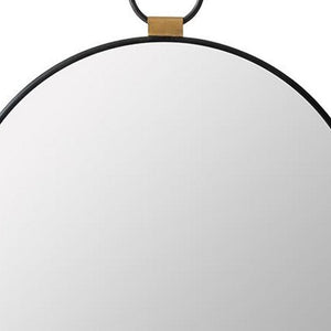 23" Black Round Metal Framed Accent Mirror - Montana Home & Kitchen Co.