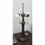 23" Dark Brown Metal Two Light Candlestick Table Lamp With Brown and Ivory Shade - Montana Home & Kitchen Co.