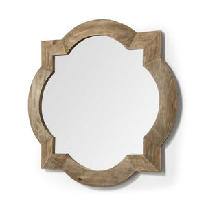 23" Round - Square Brown Wood Frame Wall Mirror - Montana Home & Kitchen Co.