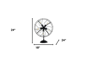 24" Black Industrial Fan Design Metal Table Lamp - Montana Home & Kitchen Co.