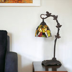 24" Bronze Metal Tiffany Style Table Lamp With Hanging Stained Glass Shade - Montana Home & Kitchen Co.