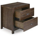 24" Dark Brown Distressed Solid Wood Two Drawer Nightstand - Montana Home & Kitchen Co.